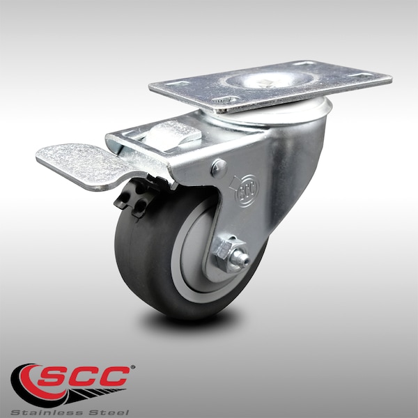 3 Inch SS Thermoplastic Rubber Top Plate Caster with Total Lock Brake SCC